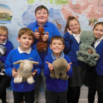 Photo of School Council holding value animals